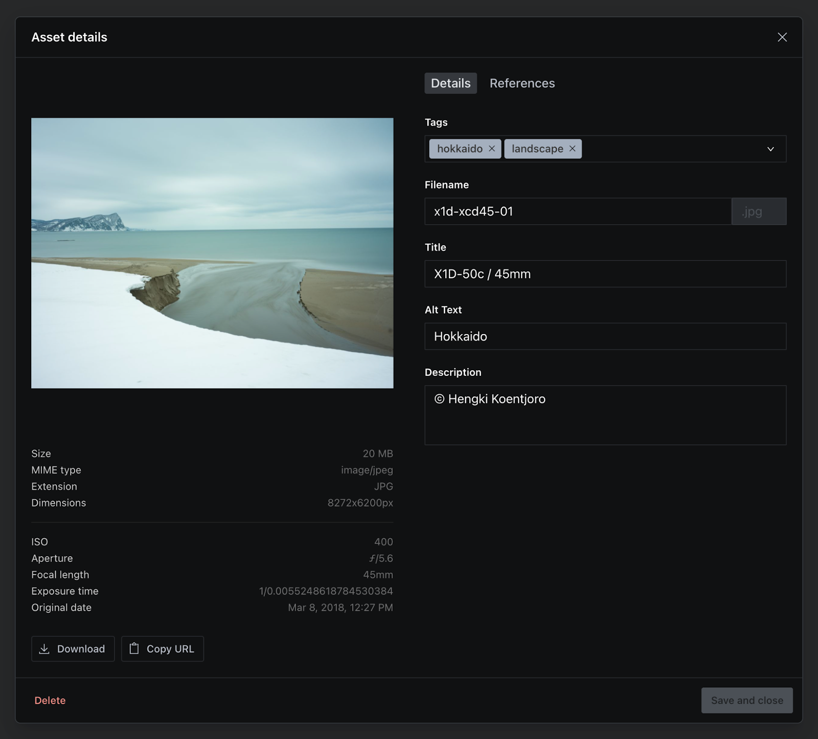 Sanity CMS Media section showing image gallery management