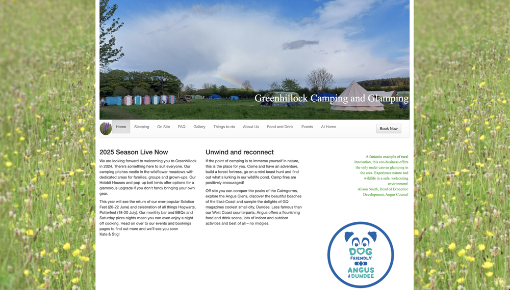 Greenhillock Glamping old website