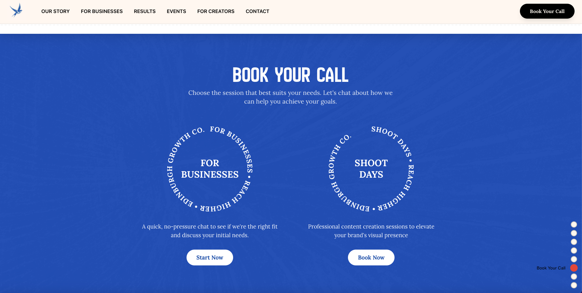Direct call booking system for social media agencies